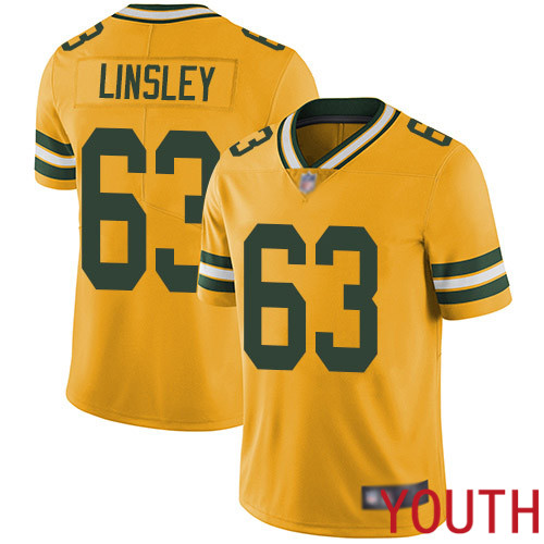 Green Bay Packers Limited Gold Youth #63 Linsley Corey Jersey Nike NFL Rush Vapor Untouchable